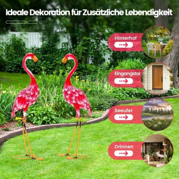 Online Havefigur Sæt, Flamingo Dekoration 2-delt, 20x27x89 cm Havedekorationer