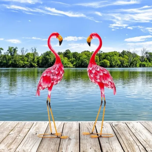 Online Havefigur Sæt, Flamingo Dekoration 2-delt, 20x27x89 cm Havedekorationer