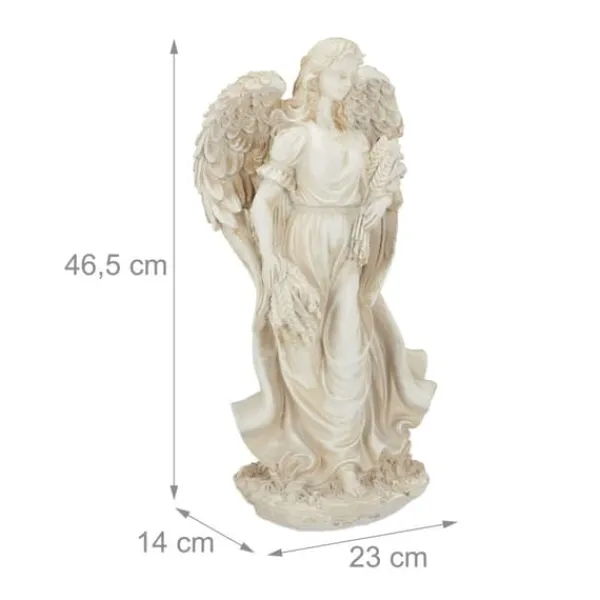 Havedekorationer^Havefigur, Stående Engel, 46.5x23x14 cm, Hvid