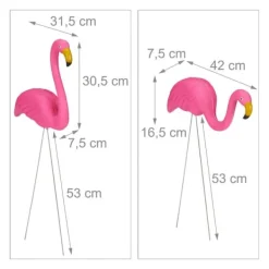 Havefigur-sæt, Flamingo, 70x31,5x7,5 cm, Pink Havedekorationer
