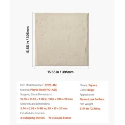 Best Havefliser, 39,5x39,5x2,6 cm, Beige, Plast Havedekorationer