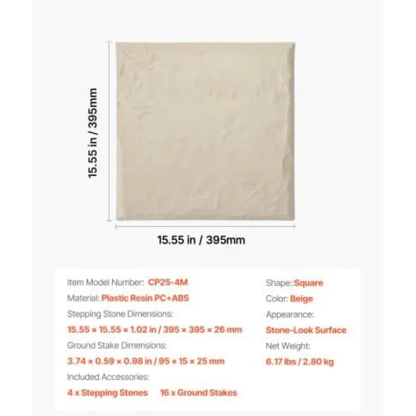 Best Havefliser, 39,5x39,5x2,6 cm, Beige, Plast Havedekorationer