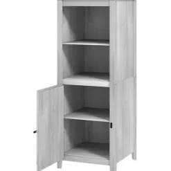 Best Havekabinet i træ 60×60×160 cm, aflåseligt med hylder, vejrbestandigt redskabsskur, lysegrå Skure, Garager & Carports