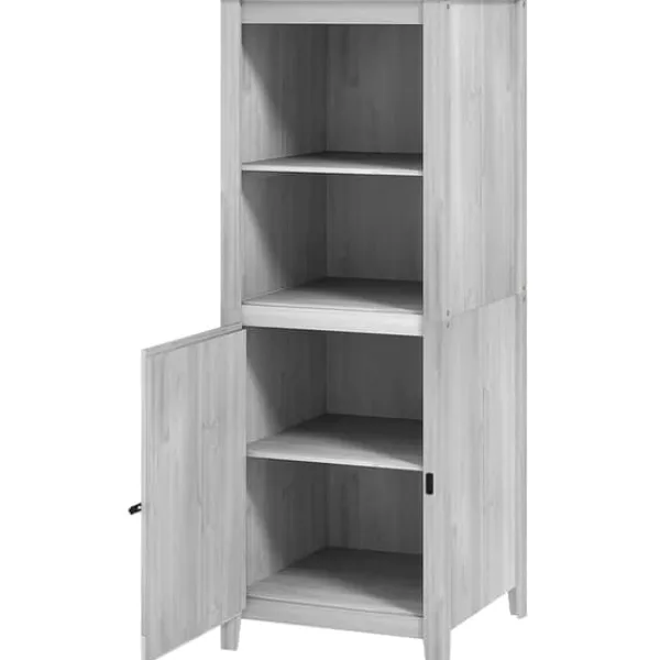 Best Havekabinet i træ 60×60×160 cm, aflåseligt med hylder, vejrbestandigt redskabsskur, lysegrå Skure, Garager & Carports