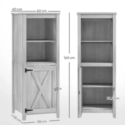 Best Havekabinet i træ 60×60×160 cm, aflåseligt med hylder, vejrbestandigt redskabsskur, lysegrå Skure, Garager & Carports