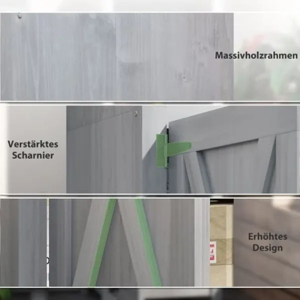Best Havekabinet i træ 60×60×160 cm, aflåseligt med hylder, vejrbestandigt redskabsskur, lysegrå Skure, Garager & Carports