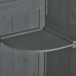 Clearance Havekabinet i træ med vindue & hylder, 77×54,2×179 cm, grå/grøn Skure, Garager & Carports