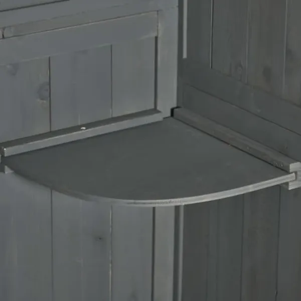 Clearance Havekabinet i træ med vindue & hylder, 77×54,2×179 cm, grå/grøn Skure, Garager & Carports