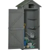 Outlet Havekabinet i træ med vindue & hylder, 77×54,2×179 cm, grå/grøn Skure, Garager & Carports