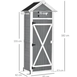 Skure, Garager & Carports^Havekabinet med dør & tag, 78×52,5×182 cm, grå – ideel til haveopbevaring