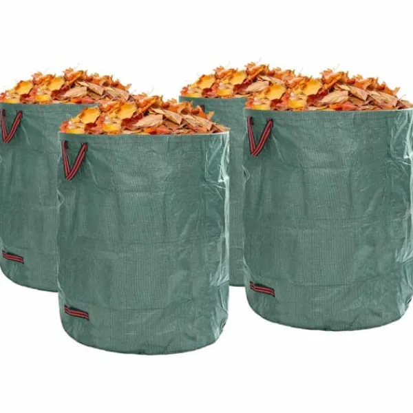 Havekurve^Havematerialeposer 4 stk. - Praktiske haveaffaldsposer med håndtag | Farve: Grøn | Størrelse: 79x79x99.5 cm