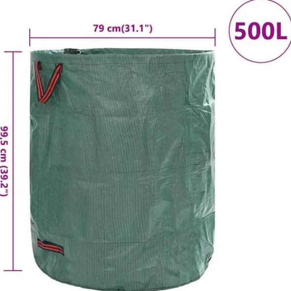 Havekurve^Havematerialeposer 4 stk. - Praktiske haveaffaldsposer med håndtag | Farve: Grøn | Størrelse: 79x79x99.5 cm