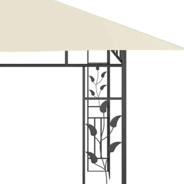Telte & Lysthuse^Havemøbler pavillon med myggenet og solcelledrevne LED-lys | Farve: Creme | Størrelse: 4x3x2,73 m