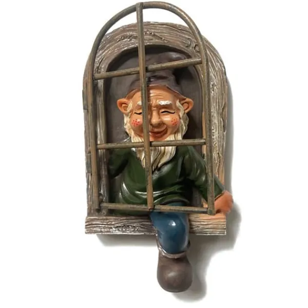 Havedekorationer^Havenissevedhæng, gnomeharpiks håndværksornament, udendørs havedekoration skulptur håndværk