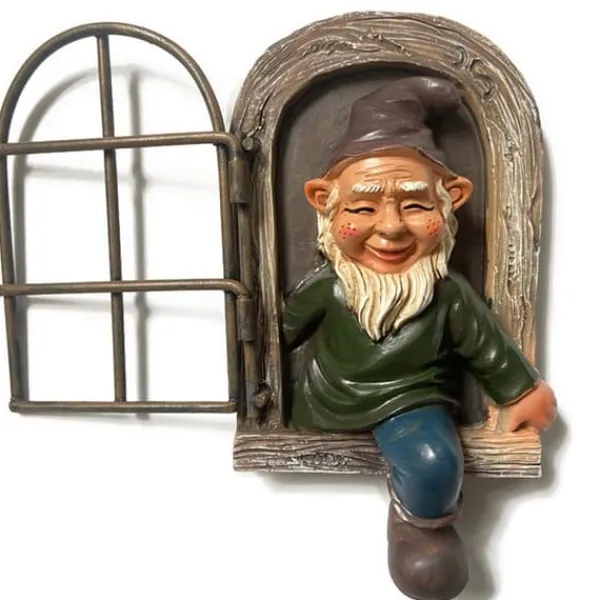 Havedekorationer^Havenissevedhæng, gnomeharpiks håndværksornament, udendørs havedekoration skulptur håndværk