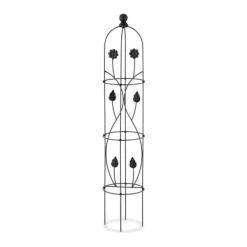 Krukker & Plantebeholdere^Haveobelisk, sæt med 2 metal planteunderstøtninger, 103x20 cm, sort