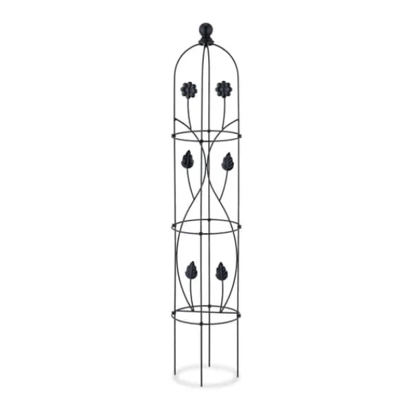 Krukker & Plantebeholdere^Haveobelisk, sæt med 2 metal planteunderstøtninger, 103x20 cm, sort
