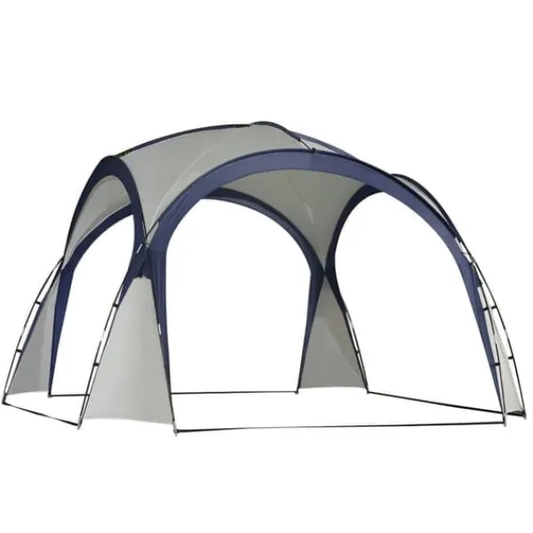 Telte & Lysthuse^Have-/partytelt 3,5×3,5×2,3 m, solbeskyttelse, glasfiber & polyester, creme/blå