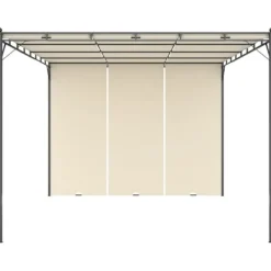 Buer, Spalier, Lysthuse Uden Tag^Havepavillon med gardin 4x3x2,25 m - Solbeskyttelse til havefester | Farve: Creme