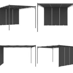 Best Havepavillon med gardin 4x3x2,25 m antracitgrå - Markise - Markiser - Home & Living Buer, Spalier, Lysthuse Uden Tag