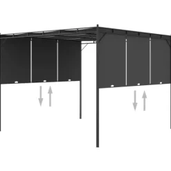New Havepavillon med gardin 3x3x2,25m antracitgrå - Markise - Markiser - Home & Living Buer, Spalier, Lysthuse Uden Tag