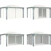 Outlet Havepavillon med gardin 400x300 cm aluminium cremefarvet - Pavillon - Pavilloner - Home & Living Telte & Lysthuse