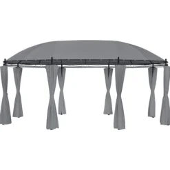 Telte & Lysthuse^Havepavillon med gardiner - Stærkt stålstel | Størrelse: 520x349x255 cm | Farve: Antracitgrå
