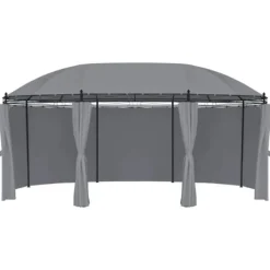 Telte & Lysthuse^Havepavillon med gardiner - Stærkt stålstel | Størrelse: 520x349x255 cm | Farve: Antracitgrå