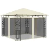 Telte & Lysthuse^Havepavillon med myggenet - Stabil metalkonstruktion | Farve: Creme | Størrelse: 3x3x2,73 m