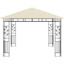 Telte & Lysthuse^Havepavillon med myggenet - Stabil metalkonstruktion | Farve: Creme | Størrelse: 3x3x2,73 m