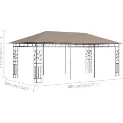 Best Havepavillon med myggenet - 6x3x2,73 m | Farve: Gråbrun | Vægt: 180 g/m² Telte & Lysthuse