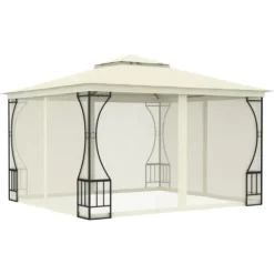 Telte & Lysthuse^Havepavillon med net 300x300 cm - Ideel til udendørs begivenheder | Farve: Creme