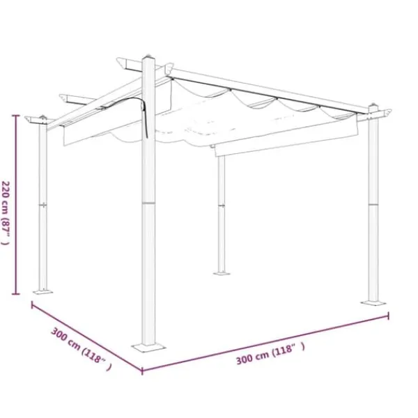 Buer, Spalier, Lysthuse Uden Tag^Havepavillon med sammenrulleligt tag 3x3 m gråbrun - Havepavillon - Havepavilloner - Home & Living