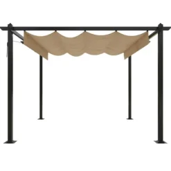 Buer, Spalier, Lysthuse Uden Tag^Havepavillon med sammenrulleligt tag 3x3 m gråbrun - Havepavillon - Havepavilloner - Home & Living
