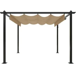 Buer, Spalier, Lysthuse Uden Tag^Havepavillon med sammenrulleligt tag 3x3 m gråbrun - Havepavillon - Havepavilloner - Home & Living