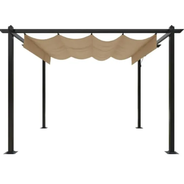 Buer, Spalier, Lysthuse Uden Tag^Havepavillon med sammenrulleligt tag 3x3 m gråbrun - Havepavillon - Havepavilloner - Home & Living