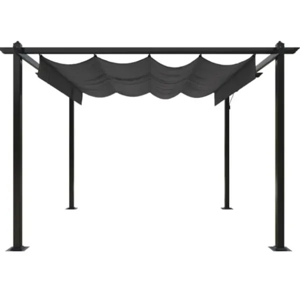 Discount Havepavillon med sammenrulleligt tag - Uderum skygge | Farve: Antracitgrå | Størrelse: 3x3 m Buer, Spalier, Lysthuse Uden Tag