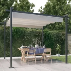 Sale Havepavillon med sammenrulleligt tag 3x3 m | Farve: Cremefarvet Buer, Spalier, Lysthuse Uden Tag