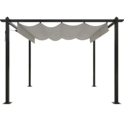 Sale Havepavillon med sammenrulleligt tag 3x3 m | Farve: Cremefarvet Buer, Spalier, Lysthuse Uden Tag