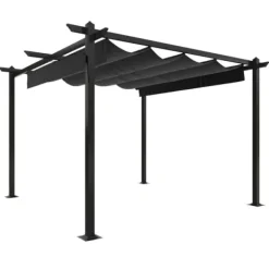Buer, Spalier, Lysthuse Uden Tag^Havepavillon med sammenrulleligt tag 3x3 m antracitgrå - Havepavillon - Havepavilloner - Home & Living