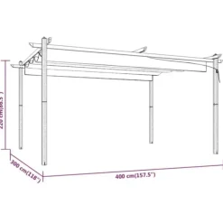 Best Havepavillon med sammenrulleligt tag - UV-resistent & vandafvisende | Størrelse: 4x3 m | Farve: Creme Buer, Spalier, Lysthuse Uden Tag