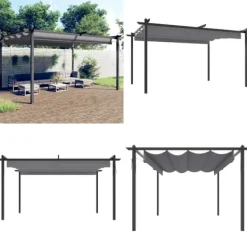 Buer, Spalier, Lysthuse Uden Tag^Havepavillon med sammenrulleligt tag 4x3 m antracitgrå - Havepavillon - Havepavilloner - Home & Living