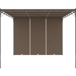 Outlet Havepavillon med sidegardin 4x3x2,25 m gråbrun - Markise - Markiser - Home & Living Buer, Spalier, Lysthuse Uden Tag