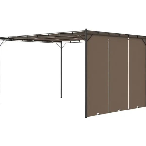 Outlet Havepavillon med sidegardin 4x3x2,25 m gråbrun - Markise - Markiser - Home & Living Buer, Spalier, Lysthuse Uden Tag