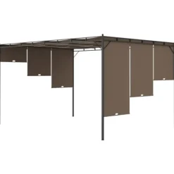 Outlet Havepavillon med sidegardin 4x3x2,25 m gråbrun - Markise - Markiser - Home & Living Buer, Spalier, Lysthuse Uden Tag