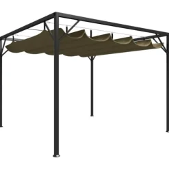 Buer, Spalier, Lysthuse Uden Tag^Havepavillon med tilbagetrækkeligt tag 3x3 m 180 g/m² gråbrun - Havepavillon - Havepavilloner - Home & Living