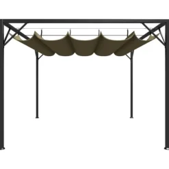 Buer, Spalier, Lysthuse Uden Tag^Havepavillon med tilbagetrækkeligt tag 3x3 m 180 g/m² gråbrun - Havepavillon - Havepavilloner - Home & Living