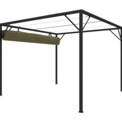Buer, Spalier, Lysthuse Uden Tag^Havepavillon med tilbagetrækkeligt tag 3x3 m 180 g/m² gråbrun - Havepavillon - Havepavilloner - Home & Living