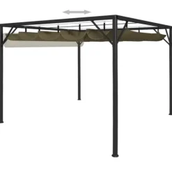 Buer, Spalier, Lysthuse Uden Tag^Havepavillon med tilbagetrækkeligt tag 3x3 m 180 g/m² gråbrun - Havepavillon - Havepavilloner - Home & Living