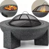 Pejse^Havepejs til terrasse eller grund - Mørk granit + grill + poker